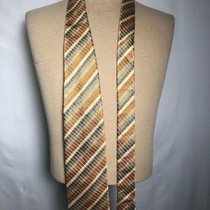 Mens Vintage Gold, Gray, Yellow Silk Tie. From Italy. Gattonero.